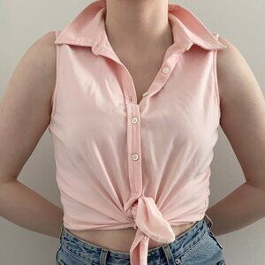 Jones New York Light Pink Sleeveless Button Down Shirt